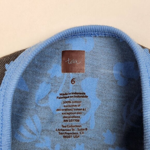 Tea Collection Long Sleeve Sparkle Henley Dress Floral Forest Animals sz 6 - Picture 6 of 8